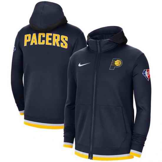 Men Indiana Pacers Nike 75th Anniversary Performance Showtime Full Zip Hoodie Jacket  Navy